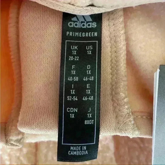 adidas Essentials Golden Logo Fleece Hoodie in Halo Blush Size 1X NWT - Picture 7 of 12